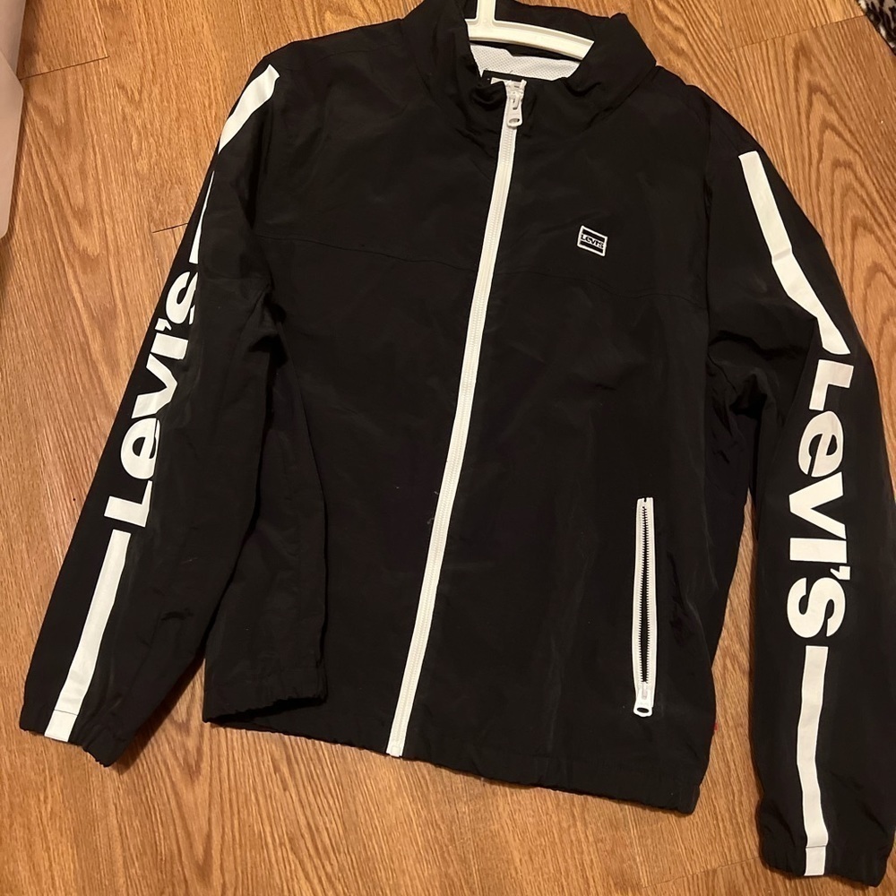 LEVIS Mens COAT Zipper Front Size XL Black and White WATER RESISTANT Retail $160
